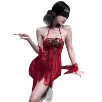 Plus Size Sexy Lace Sleep Dress - Vintage Embroidered Sheer Mesh Nightgown & Matching Set for Date Night thumbnail