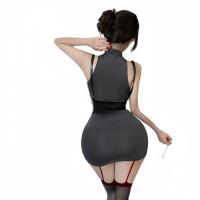 Plus Size Sexy Lingerie Set - Midnight Chic High-Neck Lift-Up Bust Mini Dress & Skirt Outfit thumbnail