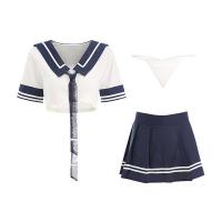 Plus Size Sexy Student Uniform Set - Schoolgirl Style Pleated Skirt & Sailor Top JK Outfit for Women thumbnail