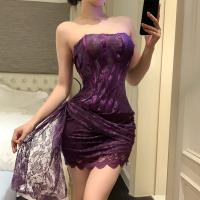 Pure & Alluring Lace Bandage Mesh Corset Dress - Sheer Bodycon Mini Skirt for Women, Sexy Modest Style thumbnail