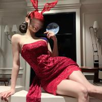 Pure & Alluring Lace Bandage Mesh Corset Dress - Sheer Bodycon Mini Skirt for Women, Sexy Modest Style thumbnail