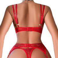 Pure & Alluring Lace Lingerie Set – Sexy Three-Piece Strapless Bra, Thong & Garter Belt with Floral Embroidery thumbnail
