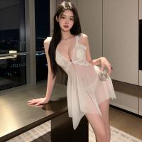 Pure & Alluring Lace Sleep Dress – Front-Clasp No-Remove Bedroom Lingerie for Small Busts, Sheer Romantic Nightwear thumbnail