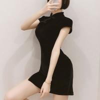 Pure & Alluring Modern Qipao Lingerie Dress - Vintage Chinese-Inspired Side-Slit Bodycon Mini Dress for Women thumbnail