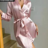 Pure Color Sexy Summer Sleep Dress for Women – Lightweight Breathable Ice Silk Robe & Loungewear Set thumbnail