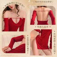 Pure Desire Velvet Lingerie Set - Retro Sexy New Year Outfit,Uniform-Inspired Seductive Costume thumbnail