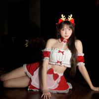 Pure & Playful Christmas Maid Outfit - Strapless Sexy Lingerie Set with Cheeky Cutout, Cute Sweetheart Costume thumbnail