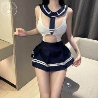 Pure & Playful College Uniform Lingerie Set – Busty-Enhancing JK Style with Sheer Lace, Roleplay Ready thumbnail