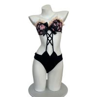 Pure & Playful Lace Bikini Set - Sexy Matching Strap Top & Bottom with Floral Print, No-Remove Lingerie Outfit thumbnail