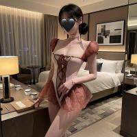 Pure & Playful Lingerie Set - Cute Student-Style Open-Crotch Bodysuit with Hook Closure, No-Remove Sleepwear thumbnail