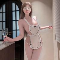 Pure & Playful Lingerie Set – Seductive Sheer Belly Dance Top with Open-Crotch Chef Style Outfit for Women thumbnail