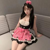 Pure & Playful Maid Costume Set - Cute Flirty Role Play Outfit with Plaid Skirt, QQNY Style thumbnail