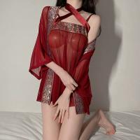 Pure & Seductive Chinese-Inspired Lingerie Set – Vintage Hanfu Belly Dance Bodysuit with Sheer Mesh Sleep Dress thumbnail