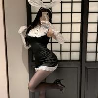 Pure & Seductive Lace Bodycon Bunny Costume - No-Remove Sexy Lingerie Set for Small Bust thumbnail