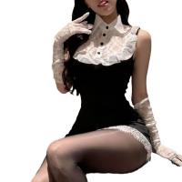 Pure & Seductive Lace Bodycon Bunny Costume - No-Remove Sexy Lingerie Set for Small Bust thumbnail