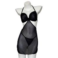 Pure & Seductive Lace Bodysuit Dress - French-Style Cutout Wrap Mini Dress with Neck Tie, No-Remove Set for Women thumbnail