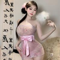 Pure & Seductive Lace Kimono Sleep Set - Sheer Floral Print Bodysuit & Bodycon Nightdress with Matching Bralette thumbnail