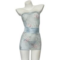 Pure & Seductive Lace Kimono Sleep Set - Sheer Floral Print Bodysuit & Bodycon Nightdress with Matching Bralette thumbnail