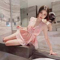 Pure & Seductive Lace Sleep Dress for Women – Sexy Satin-Blend Slip Nightgown with Adjustable Straps thumbnail