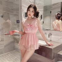 Pure & Seductive Lace Sleep Dress for Women – Sexy Satin-Blend Slip Nightgown with Adjustable Straps thumbnail