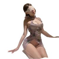 Pure & Seductive Lingerie Set - Modest Yet Sexy Qipao-Style Cosplay Sleepwear with Sheer Mesh Details thumbnail