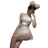 Pure & Seductive Lingerie Set - Modest Yet Alluring Qipao-Inspired Sleepwear & Cosplay Outfit thumbnail