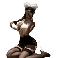 Pure & Seductive Lingerie Set - Sexy Secretary Costume with Open-Crotch Design for Intimate Moments thumbnail