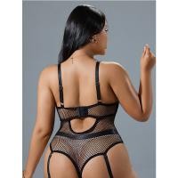 Pure & Seductive Sheer Mesh Bodysuit with Open-Crotch Design - Black Lace Sensual Lingerie Set for Women thumbnail