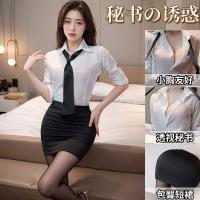 Pure & Seductive White Shirt Lingerie Set - Secretary Style Sheer Tight-Fit Sleepwear Outfit thumbnail