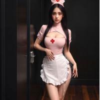Pure & Sexy Nurse Costume Set – Slit Bodycon Skirt, Role Play Lingerie for Women, Cute Yet Bold Cosplay Outfit thumbnail