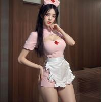 Pure & Sexy Nurse Costume Set – Slit Bodycon Skirt, Role Play Lingerie for Women, Cute Yet Bold Cosplay Outfit thumbnail