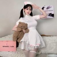Pure & Sweet Nurse Costume Set - Viral Cosplay Outfit with Lace, High-Slit, and Summer-Ready White Mesh Design thumbnail
