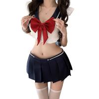Pure Temptation JK Sleepwear Set - Sexy Sailor Uniform Short Skirt Outfit, Kawaii Schoolgirl & Maid Style Lingerie thumbnail