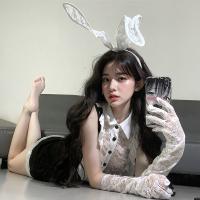 Pure Temptation Lace Bodycon Bunny Girl Outfit - Sexy OL Style Sleepwear Set for Small Bust Women thumbnail