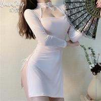 Pure Temptation Lace Cheongsam Lingerie Set - High-Slit Vintage Erotic Outfit for Women thumbnail