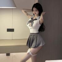Pure Temptation Lingerie Set - Sexy Backless JK Schoolgirl Outfit, No-Remove Seductive Costume thumbnail
