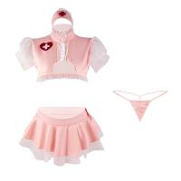 Pure Temptation Nurse Costume for Women - Sexy Lace Lingerie Set with Flirty Petticoat Skirt thumbnail