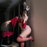 Pure & Tempting Christmas Bunny Girl Costume - Sexy Holiday Outfit with Rear Cutout, No-Remove Design thumbnail