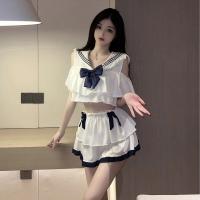 Pure & Tempting JK Uniform Set - Navy Collar Bow Skirt Student Lingerie Sleepwear for Women thumbnail