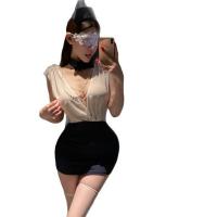 Pure & Tempting Lingerie Set - Modest Secretary Style Bodycon Skirt Sleepwear Cosplay Outfit thumbnail