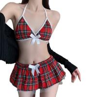 Pure & Tempting Lingerie Set - Seductive Plaid Short Skirt Student JK Uniform Outfit for Women thumbnail
