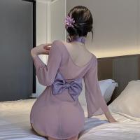 Purple Allure Lace Hanfu-Inspired Sensual Sleepwear – Wife-Like Seductive Robe with Off-Shoulder & Open Back thumbnail