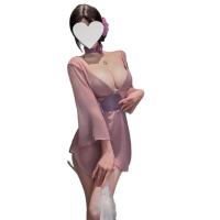 Purple Allure Lace Hanfu-Inspired Sensual Sleepwear – Wife-Like Seductive Robe with Off-Shoulder & Open Back thumbnail