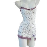 Purple Floral Lace Sleep Dress - Sexy & Sweet Tight-Fit Bedroom Lingerie Set for Women thumbnail