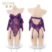 Purple Lace Corset Bodysuit - Seductive Pure & Tempting Uniform Set for Women, Fishbone Shapewear Sleepwear thumbnail