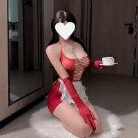 Purple Lace Maid Costume Set - Sheer Mesh Busty Provocative Lingerie Outfit with Ripped Butt Design thumbnail