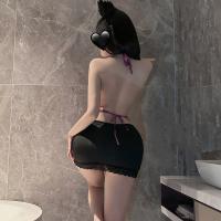 Purple Secretary Costume Set - Bare-Back Office-Themed Lingerie, Sexy High-Waisted Bodycon Outfit thumbnail