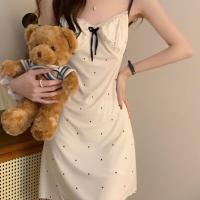 Qing Lian Yi Sexy Sleepwear for Women – Cherry Print Lace-Trimmed Cami Slip Dress with Built-in Pads, Pure & Alluring Lo thumbnail