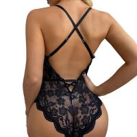 Qing Sheng Yi Ran Deep V-Neck Lace Lingerie Set - Seductive Sheer Bodysuit for Bedroom Romance thumbnail