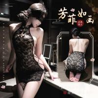 Qingran Vintage Lace Side-Tie Cheongsam Lingerie - Sexy Women's Romantic Bedroom Costume thumbnail